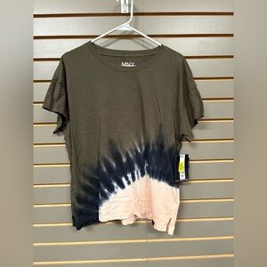 Marc New York Olive, Navy, Cream Tie-Dye Short Sleeve Top - NEW!